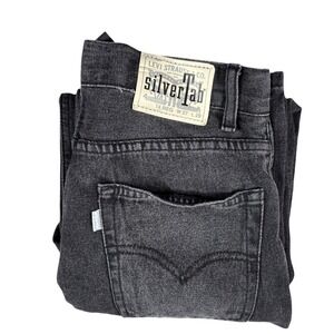 VTG Levis Silver Tab Black Faded Relaxed Fit Denim Jeans Sz 14‎ Grunge Y2K 90's
